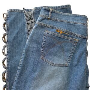 FUBU The Collection Criss Cross Side Jeans 16W Y2K Wide Leg Denim Hong Kong